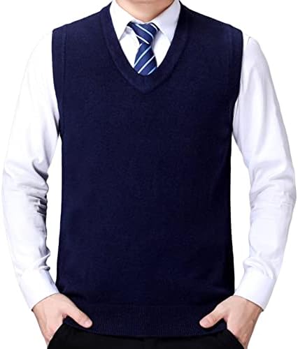 Sweater de toque macio de toque masculino FIT regular malha de malha de meia idade V Botões de pescoço Casual Casual