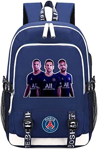 Weiyon Kids Boys Messi Mbappe Neymar Backpack Classic Graphic Book Bag Daypack com porta de carregamento USB para adolescentes