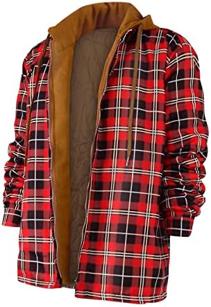 Jackets Ymosrh para Men Solted Button Button Down Camisa xadrez Adicionar veludo para manter jaqueta quente com jaquetas de inverno capuz