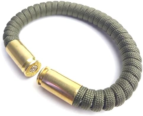Olive Drab Green Paracord 40 Calibre Bullet Casing Bracelet