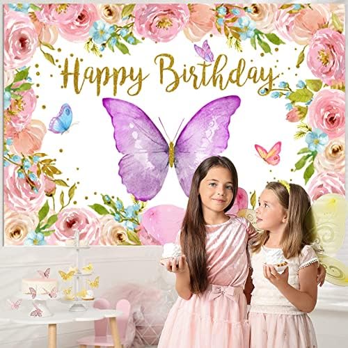 InMemory Purple Butterfly Birthday Birthday Bornop Caso Rosa Gold Floral Feliz Aniversário Feliz Featiografia Para Meninas