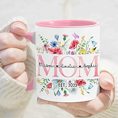 THEUNIFURY PERSONALIZADO MOM MOM CAVELA - MOM MUG COM CRIANÇAS Nome da caneca - Melhor presente para mamãe da filha