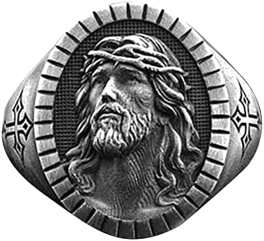 Jesus de Jesus Anel Católico Cristão Cruz Cruz Vintage Sinete Retro Religioso Amuleto Baptismo