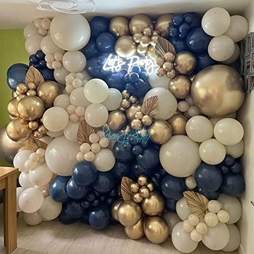 Garland de balão azul marinho 147pcs Navy Blue Chrome Gold Balloons Arch Kit para festa de aniversário de formatura