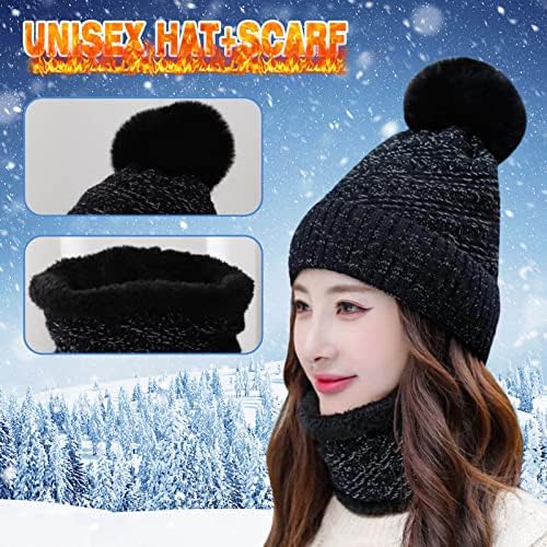 Mulheres tricotadas chapéu de gorro desleixado tricô de inverno chapéu de lenço de inverno