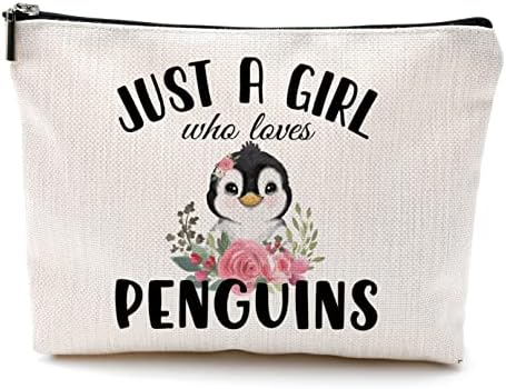 OHSUL Just uma garota que adora bolsa de maquiagem de pinguins, bolsa de viagem de pinguim de pinguim floral