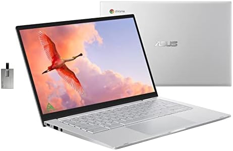 ASUS 2022 14 '' FHD Laptop Chromebook, processador Intel Core M3-8100Y, RAM de 8 GB, Memória Flash Emmc de 64 GB, Intel