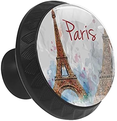 12 peças Paris Eiffel Tower Knobs de vidro para gavetas de cômodas, 1,37 x 1,10 em armários de cozinha redondos para o