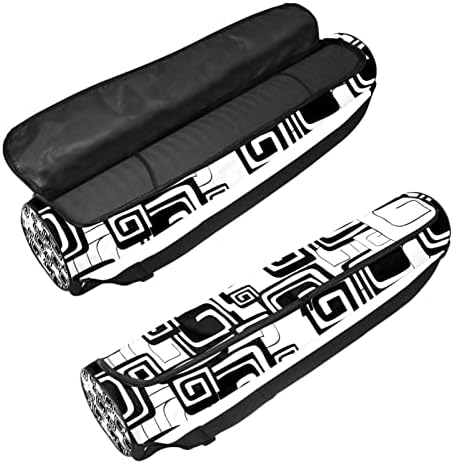 Bolsa de tapete de ioga, preto e branco Padrão abstrato Exercício de ioga transportadora de tape