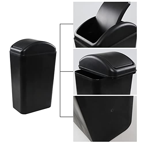 Yuright 2 pacote 14 l lata de lixo slim com tampa de balanço, lixo de cozinha de plástico preto