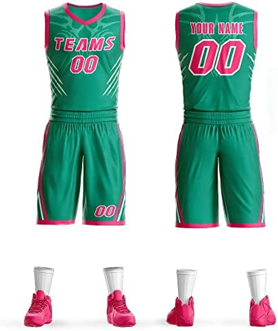 Surtos de camisa de basquete personalizados Número da equipe Número do nome do logotipo do uniforme de basquete personalizado para homens jovens