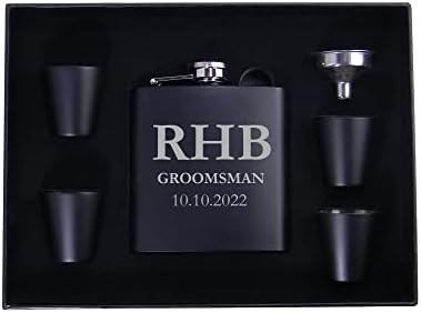 Groomsman personalizado/melhor homem, funil, óculos de tiro, caixa de presente - Bacharel em aço inoxidável metal de aço inoxidável