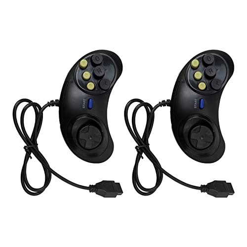 Xiami 2PCS 6 Button Game Controller para Sega Genesis Black Superior Ergonomia e Performance