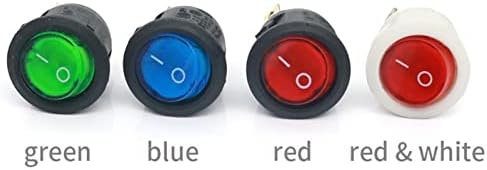 NASHO Rocker Switch 10pcs On / Off Rocker Switch LED LED iluminado Mini preto branco azul azul 10A 250V / 6A 125V 3 pinos