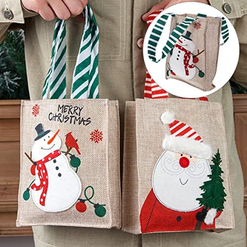 Bolsa de Natal de Amofun Christmas com alças reutilizáveis ​​Treat sem tecido de embrulho de bolsas de embrulho de