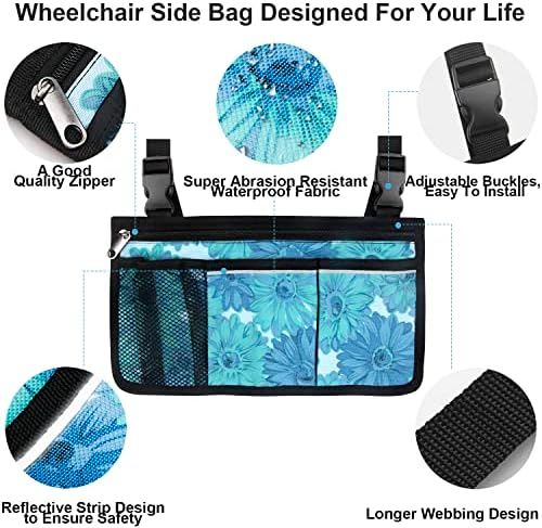 Atualize a bolsa de braço de braço de armazenamento da bolsa de cadeira de rodas de cor de cor de cor da flor e suporte de copo e