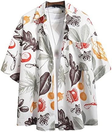 Men havaiano camisas florais soltas de manga curta botão de impressão para baixo camisa camisa de praia de verão leve com bolso