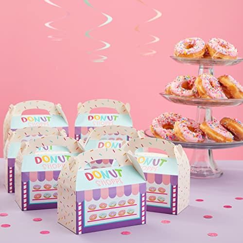 Blue Panda 24 Pack Pack Donut Caixas com alças para guloseimas, donut Grow Up Birthday Party Supplies