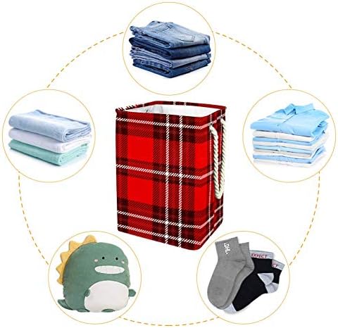 Padrão xadrez Indomer em Red Red e White 300D Oxford PVC Roupas à prova d'água cesto de roupa grande para cobertores Toys de roupas no quarto