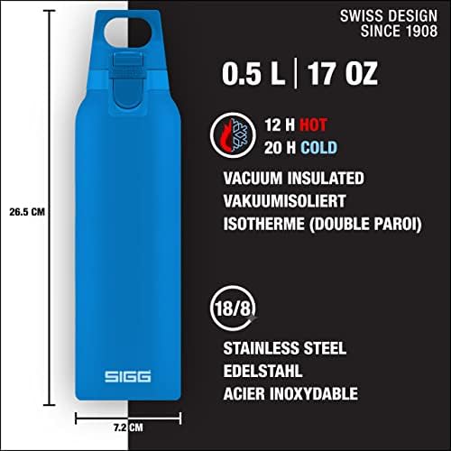 Sigg - garrafa de água isolada - Thermo Flask Hot & Cold One Electric Blue - Com Infusor de chá - Proférico de vazamento - BPA Free - 18/8 Aço inoxidável - 17 oz