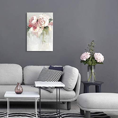 7Fisionart Pink Floral Wall Art for Living Room Flower Pictures Decoração Poster Poster Impressão Arte emoldurada para