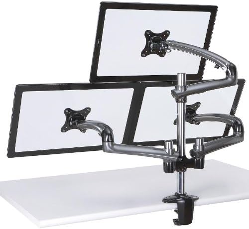 Montagem da mesa do monitor triplo com 27,6 Braços da mola da mola escura Base de grampo cinza escuro