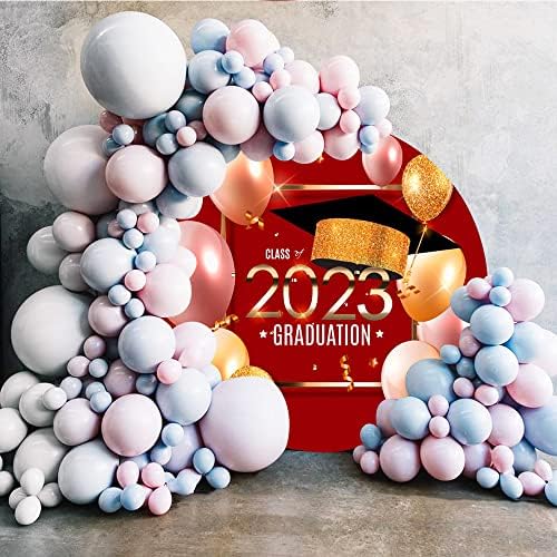 Diâmetro dorcev de 6ft Graduação vermelha capa redonda capa de ouro rosa Balões de ouro de solteiro Classe de fundo de 2023 Graduação