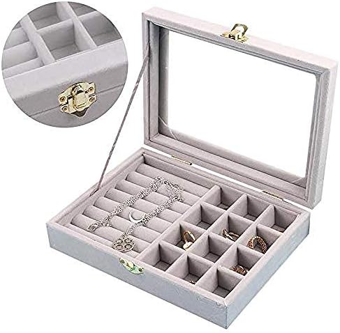 Caixa de jóias XJJZS- Caixa de jóias de couro multifuncional com jóias de jóias de viagem Rings Brincos Organizador de armazenamento