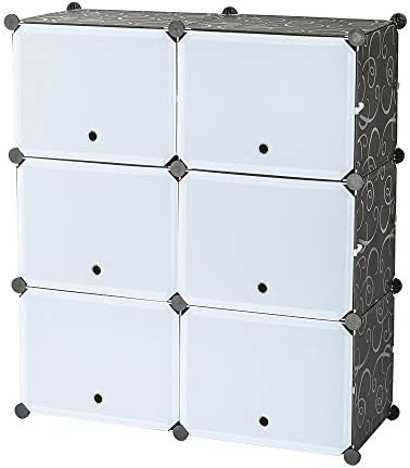 Stroage de plástico portátil de cubo portátil de 3 camadas, 6 grades de suporte, rack expansível com porta, armário de prateleira
