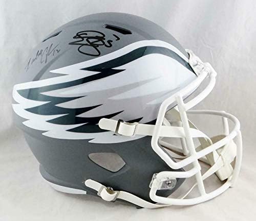 McNabb/Cunningham Autografou Eagles f/s AMP Speed ​​Helmet -JSA W Auth *Black - Capacetes NFL autografados