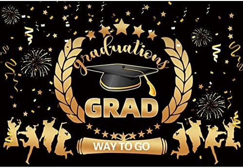 Ofila 8x6ft Party Graduation Party para fotografia Black and Golden Glitter Firework Ribbons Classe de 2022 Grad Bachelor Cap Parabéns