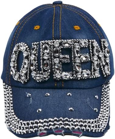 Popfizzy Bling Cap, boné de beisebol de strass, chapéu de jeans angustiado, presentes para mulheres