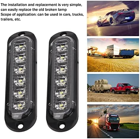 Luzes laterais do caminhão Akozon, luzes laterais do caminhão de 4 pacote de alto brilho marcador lateral do caminhão Luzes do carro Luzes de luz do caminhão pisca -de -emergência 90lm IP65 6 Lanterna de emergência do caminhão LED 12−24V