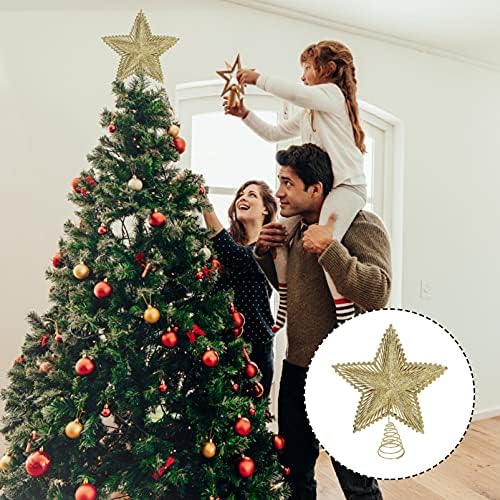 8 polegadas de natal árvore de Natal Topper de Natal Tree lantejas brilhantes de 5 pontos Decoração 3d Hollow Christmas
