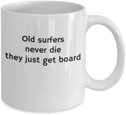 Caneca de surfista, chá, xícara de café, surfistas velhos nunca morrem