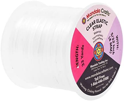 Mandala Crafts 5/32 polegadas de elástico claro claro para costura - 33 jardas de elástico transparente invisíveis banda elástica clara para roupas de banho de lingerie de sutiã