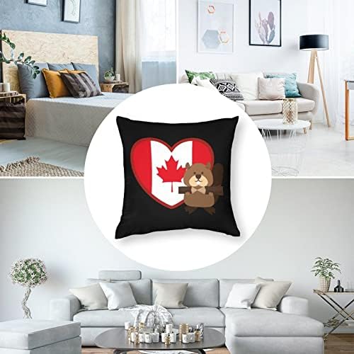 Capas de travesseiro do Canada Heart Marmot com almofadas de travesseiro quadrado com zíper protetor para sala de estar
