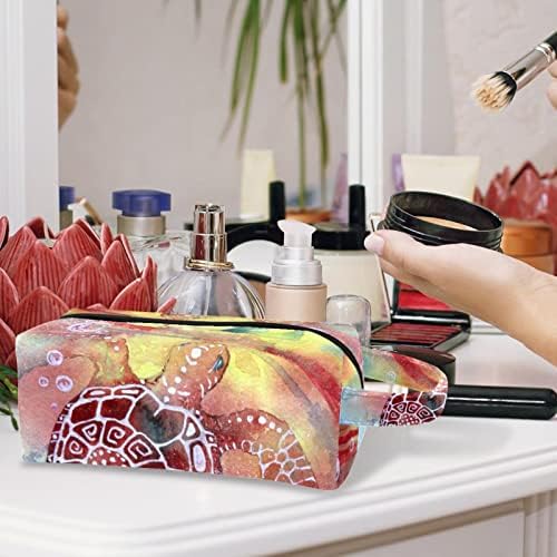 Tbouobt Gifts for Men Mulheres Bolsas de maquiagem Pouca de higiene pessoal Sacos de cosméticos, peixe tropical de tartaruga abstrata de arte