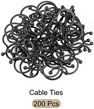 Rebaste U Shape Cable Ties Twist Twist Lock, [para arame, cabo, corda] - 18mm/preto/200 pcs