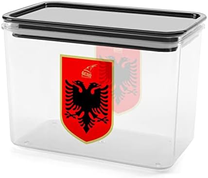 Brasão de armas da Albânia. Recipiente de armazenamento de alimentos Caixas de armazenamento plástico de plástico com tampa de vedação