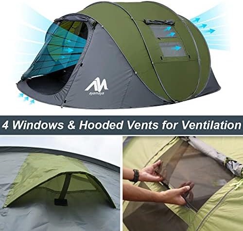 Ayamaya Pop-up tenda 6 pessoas Easy pop up tendas para acampar com vestíbulo, tenda pop-up de configuração instantânea
