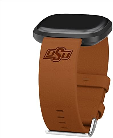 Affinity Bands Oklahoma State Cowboys Premium Leather Watch Band compatível com Fitbit Versa 3 e Sense