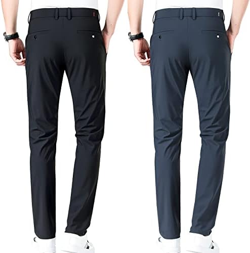 Calças de golfe masculinas de Lushenuni, alongamento alto, calças de seda de gelo com calças de cintura expansível