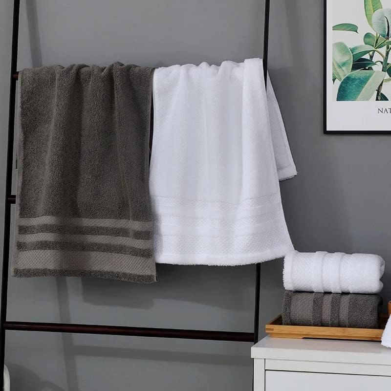 Toalha de banho de algodão XDCHLK Conjunto de banheiro para banheiro branco toalha de mão macia e cinza para casa de beleza