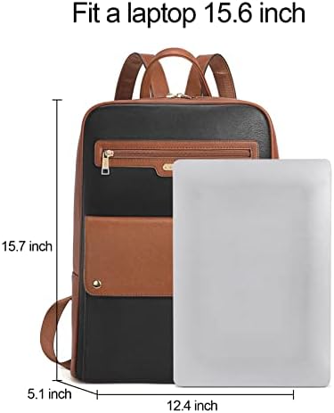 Backpack de laptop de couro CLUCI para mulheres 15,6 polegadas Backpack Vintage Travel Bag Daypack preto com marrom