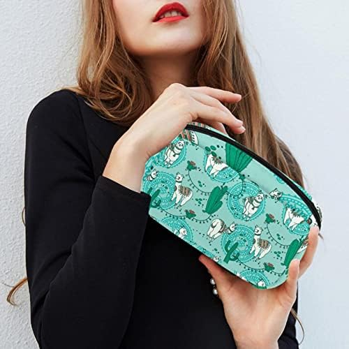 Bolsa de maquiagem inadequada, Bolsa de cosméticos verde da Alpaca Bag portátil Tote de Travel Case Caso Organizador Case Ferramentas Caso para Mulheres de Beleza