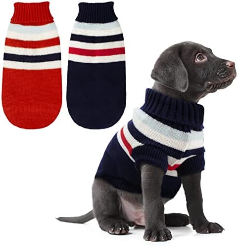 Rypet 2 pacotes suéter listrado de cachorro - suéter quente malha