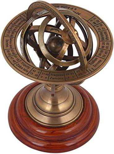 Livster Brass Antilar Sphere Astrolabe 5 Com Brass Náutica Alidade Telescópio Compassping Pescair Teodolito Decoração de Table Marinha