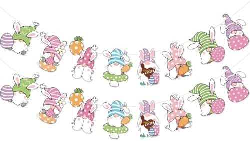 Easter Bunny Garland Bunny Banner Banner Banner Garland Garland Gnomos Decorações para decorações de festa da Páscoa Os suprimentos