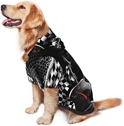 Bandeira quadriculada Racing Impresso Pet Hooded Sweatshirt, adequado para cães médios e grandes